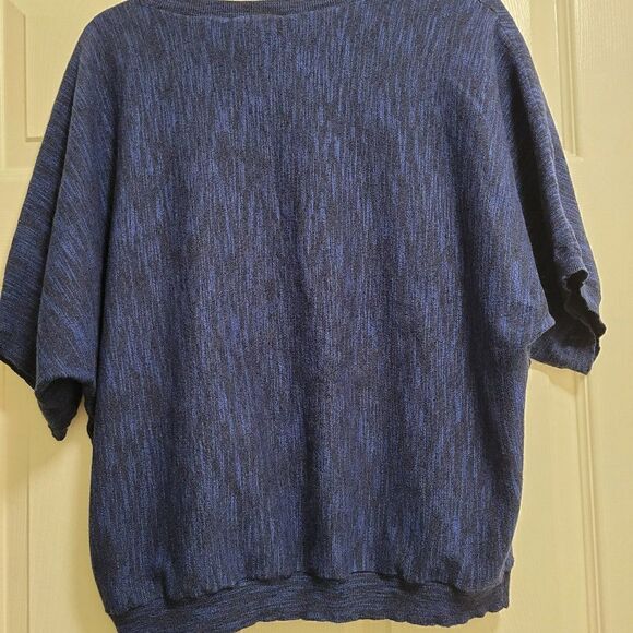 DKNY Blue and White Marled Cropped Top - Picture 3 of 5